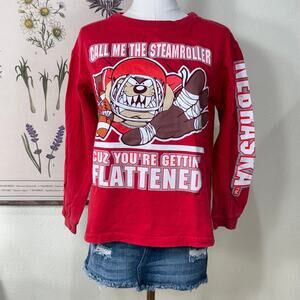 Vintage 90s Looney Tunes Taz Nebraska Huskers Thrashed Distressed T-Shirt XS